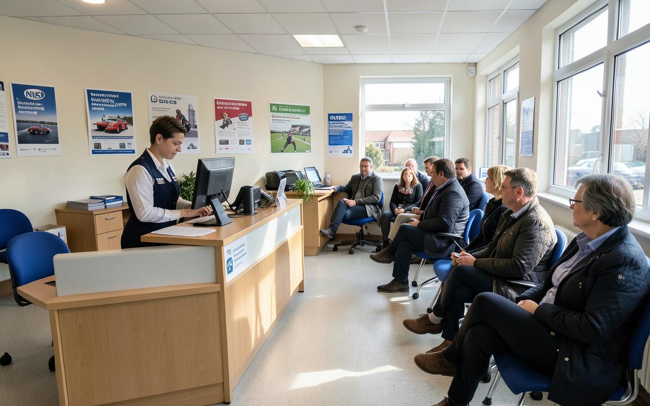 A patient on the phone waiting to book a GP appointment